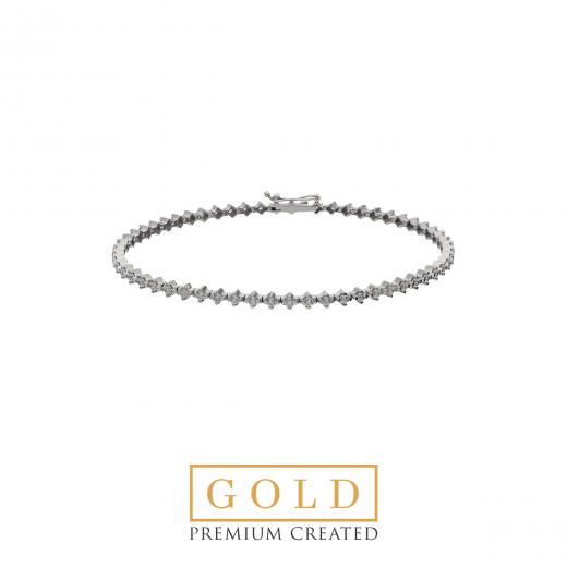 Premium Created  Special Cut Stone 14K White  Gold Bracelet